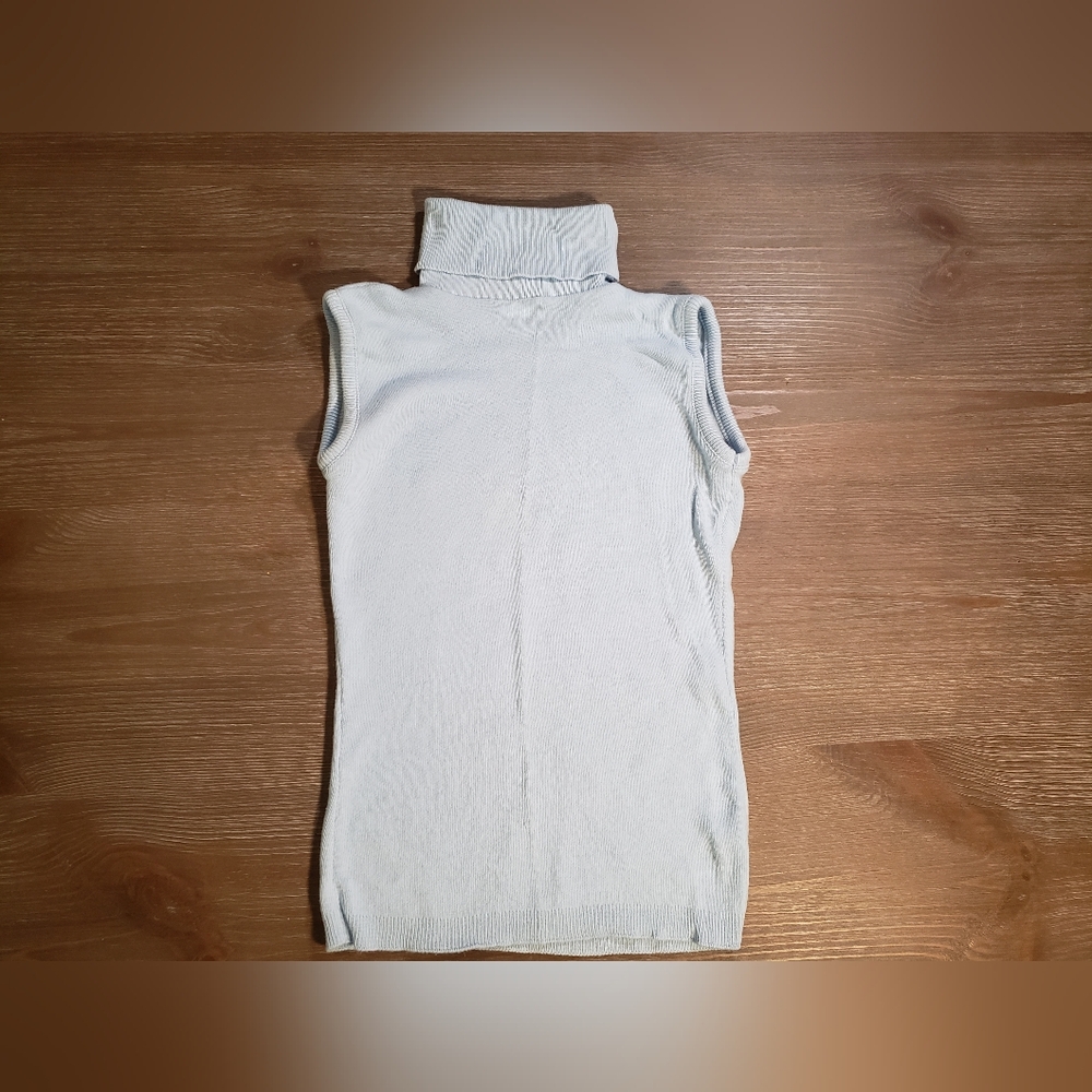 Vintage early 2000s Blue Asphalt Sleeveless Turtleneck Top Light Blue